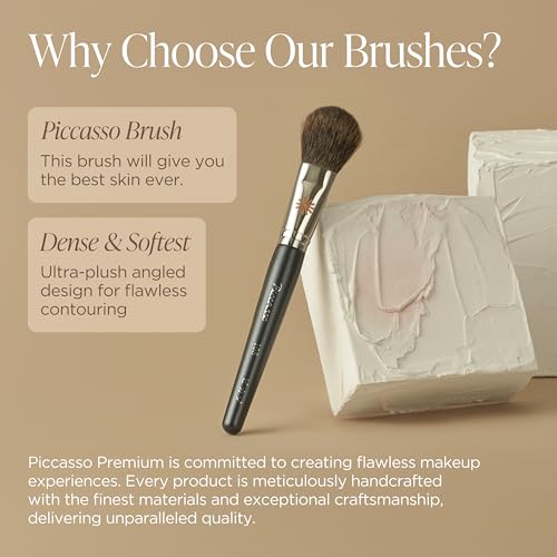 Piccasso PONY14 Makeup Brush? Soft Tapered Blush & Highlighter Applicator for Face Makeup, Fluffy Powder Finish with Soft Hair, Small Size for Precision, Professional Korean Beauty Essential