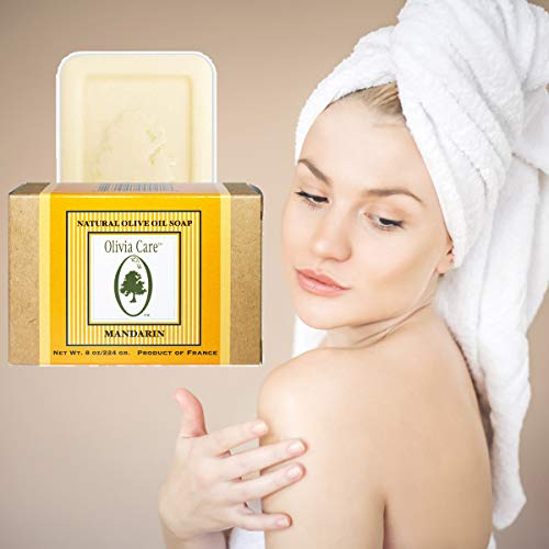 Olivia Care Mandarin & Olive Oil Organic Vegan Bath Bar Soap Pack of 4 - 8oz Each
