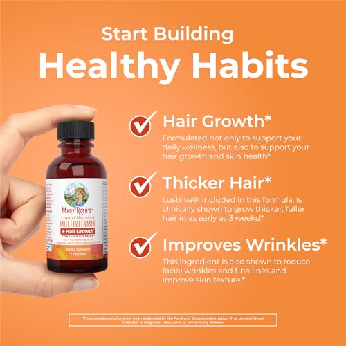 MaryRuth's Liquid Multivitamin + Hair Growth Travel Pack | 8 ct | Biotin 10000mcg | Lustriva Hair Growth Supplement | Clinically Tested in Women for Thicker Hair & Facial Wrinkle | Ages 18+ | 1 Fl Oz