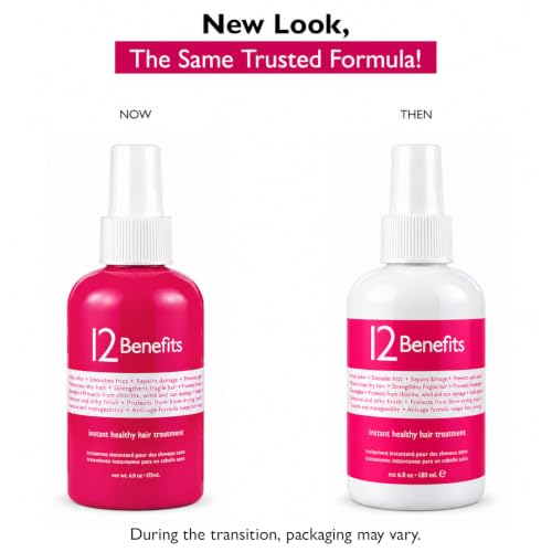 12 Benefits Leave-In Conditioner Spray - 6 oz Heat Protectant & Detangler