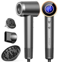 Grey Dual Voltage Travel Hair Dryer with Diffuser - Ionic Fast Drying Compact