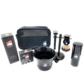 G.B.S Grooming Gift Set - Black Adjustable Double Edge Safety Razor, Shaving Mug, Shave Brush Razor Stand, Razor, Travel Toiletry Bag, Lavender Aftershave Balm and Natural Shaving Soap