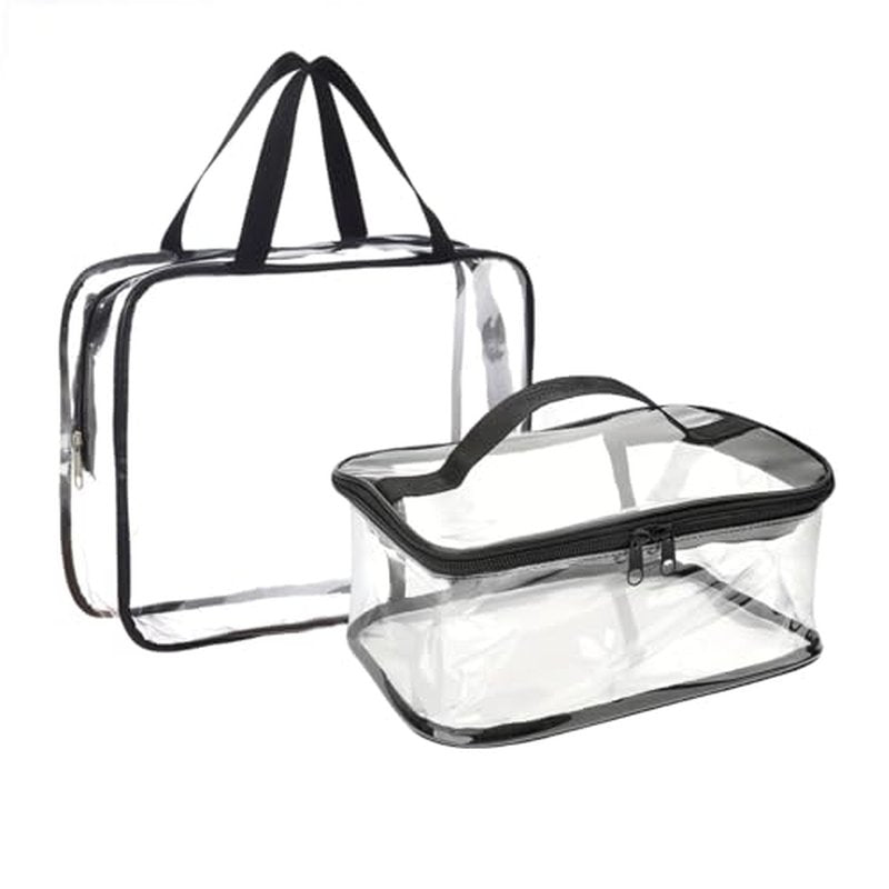 2 Pieces Clear Cosmetic Bags Waterproof Toiletry Bags with Zippers, Reusable Travel Makeup Bag Storage Carry-on Pouch for Travel, Bathroom