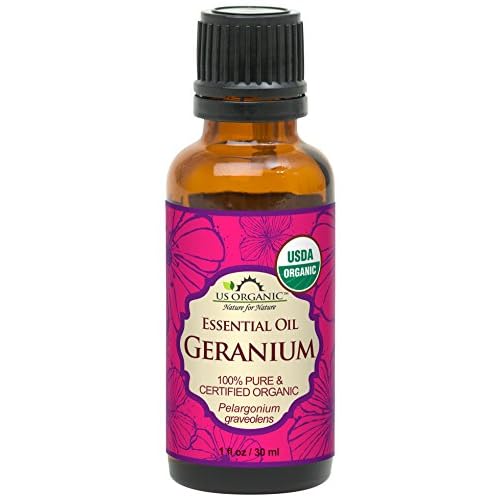 US Organic 100% Pure Geranium Essential Oil - USDA Certified Organic, Steam Distilled - W/Euro droppers (More Size Variations Available) (30 ml / 1 fl oz)