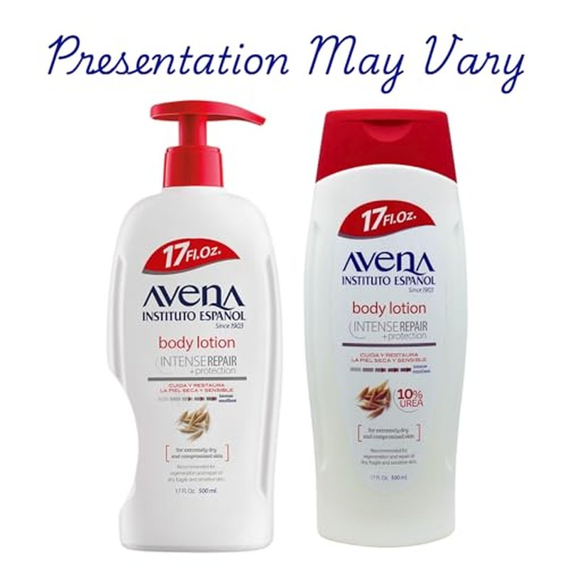 Avena Instituto Espanol Intense Repair Protection, Body Lotion for Sensitive Skin, Soothes The Skin, Intense Emollient, Soft and Glowing Skin, Dry Skin, 17 Fl Oz Each, 2- Pack, Bottles