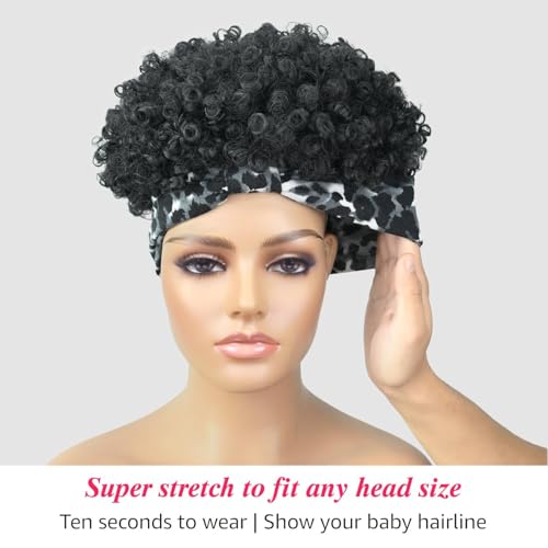 Adancyler Short Curly Headband Wig - Salt & Pepper Afro Style, 6 Inch Tgrey