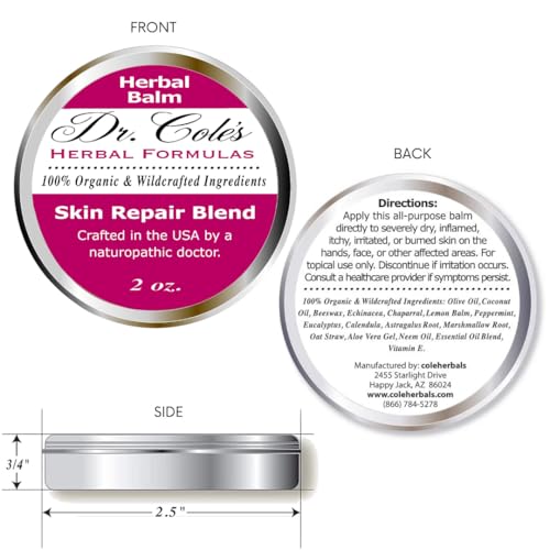 Organic Skin Repair Herbal Balm Extra Strength for Irritated Skin Relief