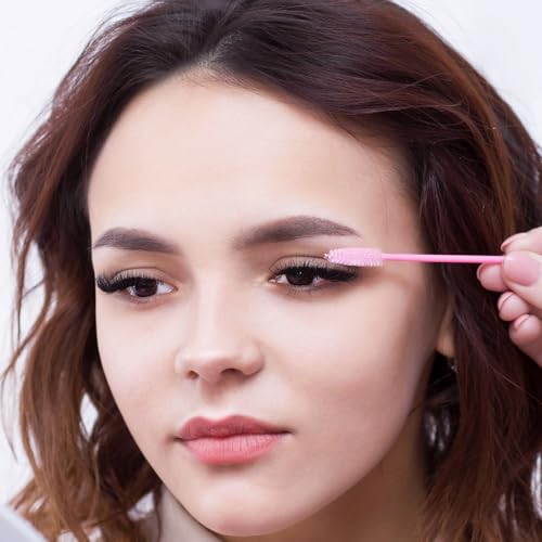 Yaomiao 3000 Pcs Eyelash Extension Supplies Kit Glue Rings for Eyelash Extensions Disposable Heart Shape Lash Rings, Eyelash Brush Mascara Wand Cotton Swabs for Beauty Salon Eyelash Extensions, Pink