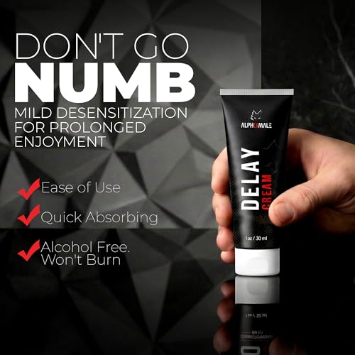 AlphaMale Premium Delay Cream - Last Longer in Bed for Men - Desensitizing Topical Gel