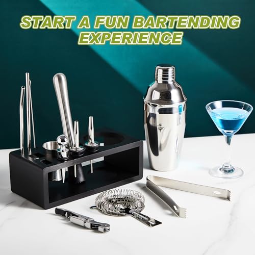 Bar Supplies Kit with Garnish Tray and Cocktail Shaker Set - 5 Compartments