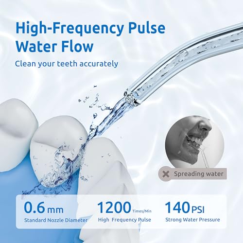 SYNHOPE White Cordless Water Flosser - Portable Oral Irrigator with 3 Modes & Telescopic Tank