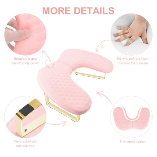 Memory Foam Nail Tech Arm Rest Cushion with Detachable Bracket - Pink