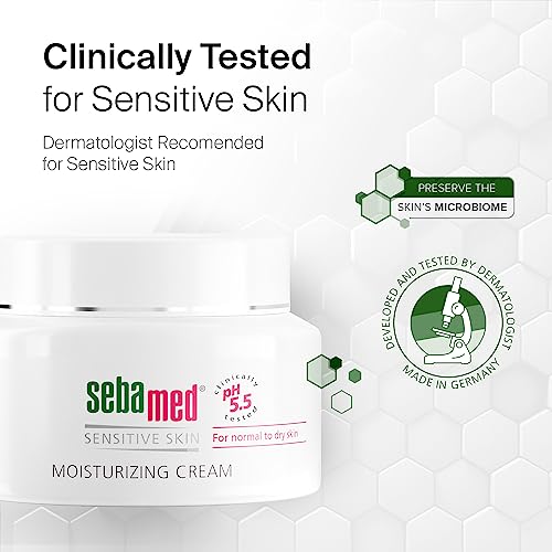Moisturizing Face Cream for Sensitive Skin - Hypoallergenic, pH 5.5, Vitamin E, Ultra Hydrating - Pack of 2 - 2.55 Fl Oz