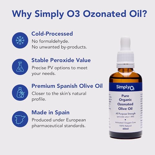Organic Ozonated Olive Oil for Skin & Face by Simply O3 - Anti-Aging & Acne Treatment