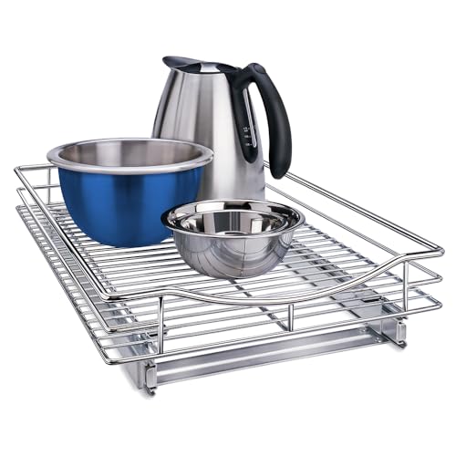 LYNK PROFESSIONAL Chrome Pull Out Cabinet Organizer 14x21 Inch Kitchen Drawer