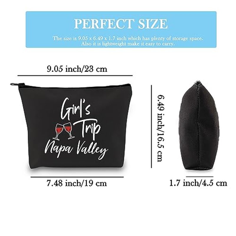 GJTIM Napa Valley Travel Gift California Funny City Trip Gift Girls Trip Gift Napa Valley Makeup Travel Bag for Californian Women (Napa Valley Black)