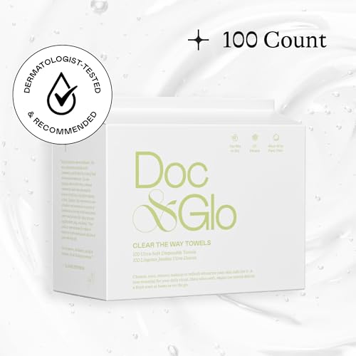 Doc & Glo Face Towel Wipes, Dry Disposable Face Towels, Perfect For Cleansing, Toning & Makeup Removal (Pack of 100)