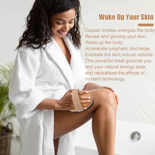 OWIIZI Copper Dry Brushing Body Brush for Lymphatic Drainage & Cellulite - Copper Bristles