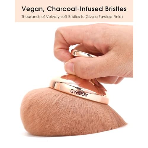 Upgraded Blend & Blur Body Makeup Brush for Self Tanner Tanning Lotion Sunscreen Applicator for Back Leg Makeup, Kabuki Foundation Brush for Liquid Beauty Supreme Cream Bronzer Brush for Face, Gold