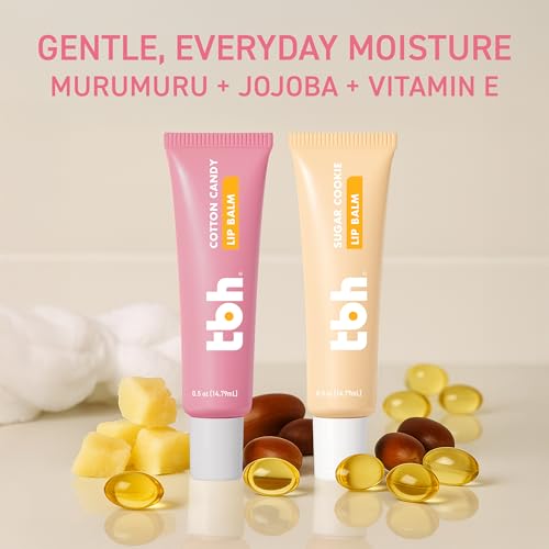 TBH Kids Lip Butter Balm for Kids | Vegan Tinted Lip Balm & Lip Gloss for Girls | Safe, Hydrating, Natural Tween Lip Care - Cotton Candy & Sugar Cookie Flavors