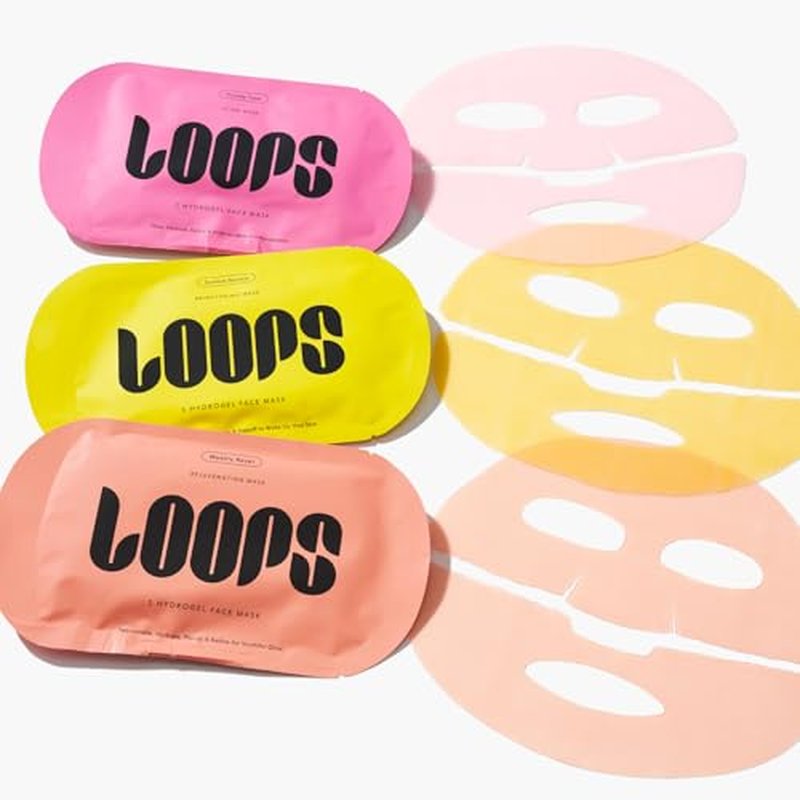 LOOPS Glow Gang Mask Set ? Weekly Reset for Rejuvenation, Double Take for Energized Skin, Sunrise Service for ? Hydrating and Pore Refining ? Safe for Sensitive Skin - Hydrogel Face Masks - 3pc