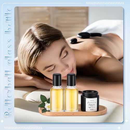 Sumind 24 Pack 30ml Clear Glass Roller Bottles for Essential Oils - Includes Funnels & Labels