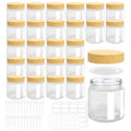 25 Pcs Glass Jars with Lids and Lnner Iiners 4 Oz Empty Small Containers Plastic Woodgrain Round Airtight Cosmetic Jars Reusable Glass Bottles for Travel