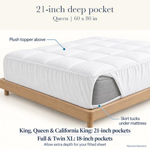 Queen White Pillow Top Mattress Topper - Olive + Crate, 21-Inch Pocket