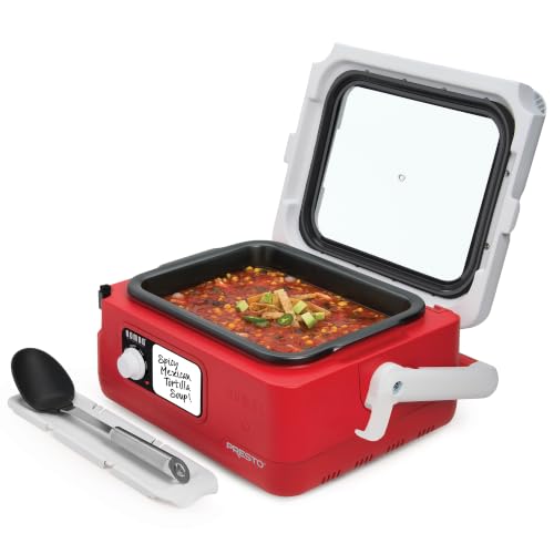 Traveling Slow Cooker 6 Qt Red Locking Lid Portable Family Meal Cooker