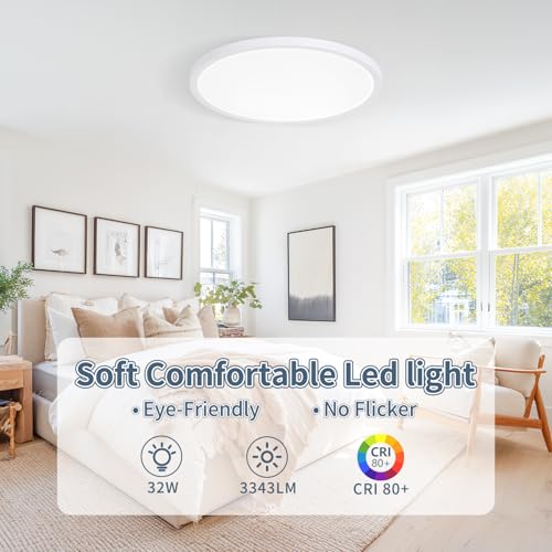 ROVEXO White 14.9 Inch LED Flush Mount Ceiling Light 5CCT 32W 3343LM 6 Pack