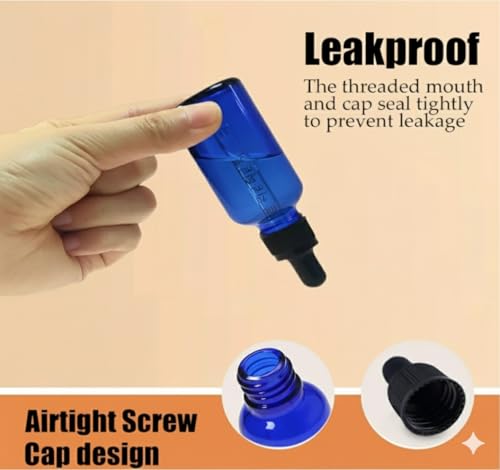 60ml Glass Dropper Bottles Set - Cobalt Blue Cosmetic & Perfume Containers, 20 Pack