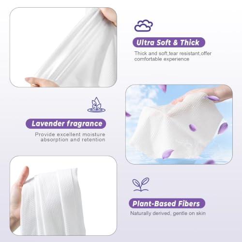 80 Pcs Disposable Compressed Face Towels for Hot Towel Dispenser - Light Lavender Scent