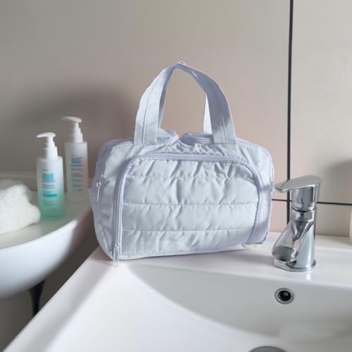 Women's cosmetic bag storage bag, travel toiletry bag, suitable for storing cosmetics and toiletries, soft and foldable for easy storage (sky blue)