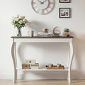 39-Inch Narrow Farmhouse Entryway Table with Storage Shelf - Soft White