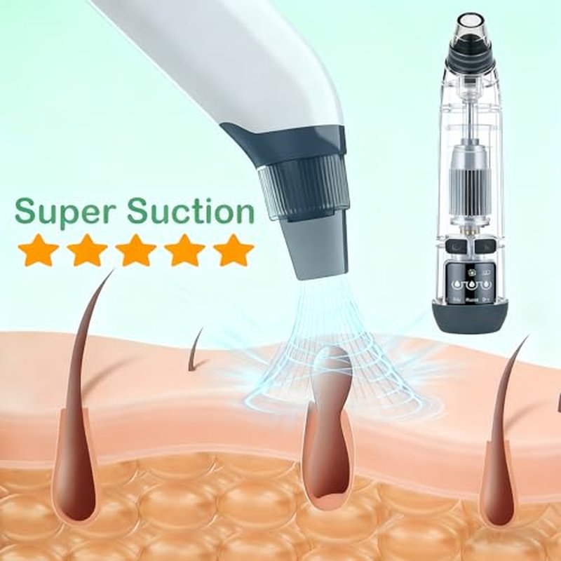 Blackhead Remover Pore Vacuum,Deeply Black Head Remover for Face,4 Pore Sucker Tools,3 Adjustable Suction Levels LED Display, USB Charging with hot Compress Extractor Tool for Women & Men