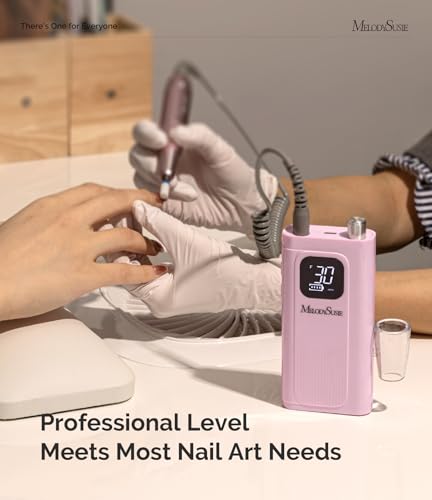Pink MelodySusie Clip-On Cordless Nail Drill 30,000 RPM for Beginners