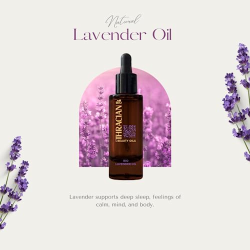 Thracian Bulgarian Beauty Lavender Oil with Bio Premium Certified Bulgarian Lavender, Anti-aging, Moisturizing Oil for Face, Body and Hair in 1.01 fl oz Glass with Dropper