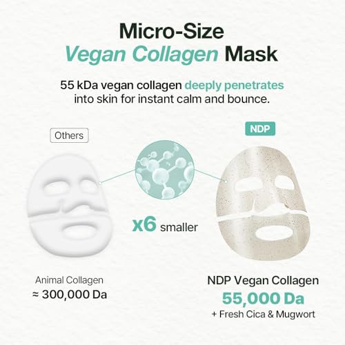 NDP Collagen Cica Cooling Hydro Mask ? World¡¯s First Freeze-Ready Hydrogel Face Mask with 55,000Da Vegan Collagen, Real Mugwort & Centella ? Korean Mask for Sensitive Skin (36g x 4ea)