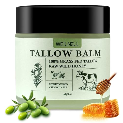 Beef Tallow and Honey Balm for Skin - All-Natural Moisturizer Hydrates and Nourishes the Skin, Grass-Fed Beef Tallow & Honey Balm Blend, Deeply Moisturizing for Face & Body Natural Skin Care