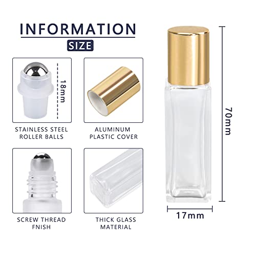 wifreo 40 Pcs 5 ml Glass Roll On Bottle for Essential Oils, Clear Perfume Sample Bottles with Stainless Steel Roller Ball, Portable Practical
