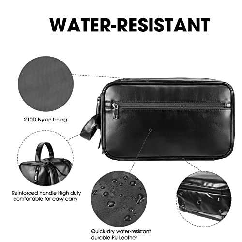 Personalized Leather Travel Toiletry Bag for Men, Large Travel Bathroom Shaving Dopp Kit, Large Cosmetic Bag Waterproof