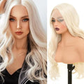 Blonde Lace Front Wigs for Women Long Curly Wavy Middle Part Synthetic Heat-Resistant Cosplay Party Daily Hair - Blonde