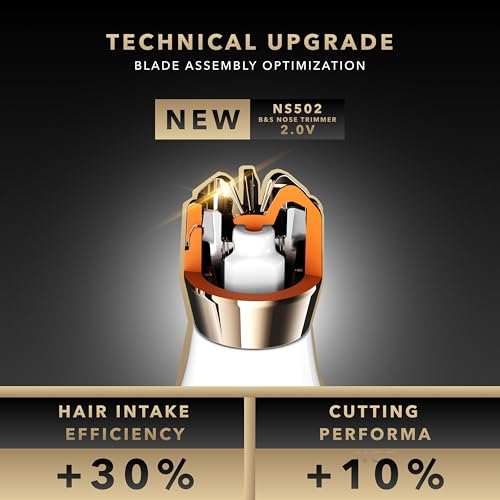 Blade & Stone¢â NS502-DN Nose & Ear Trimmer 2.0 | Graphene-X¢â Blade | High-Velocity Low-Noise Motor | Patented Rotary Blade Design | Skin-Friendly, Tug-Free Performance, Detachable Head - Dark Night