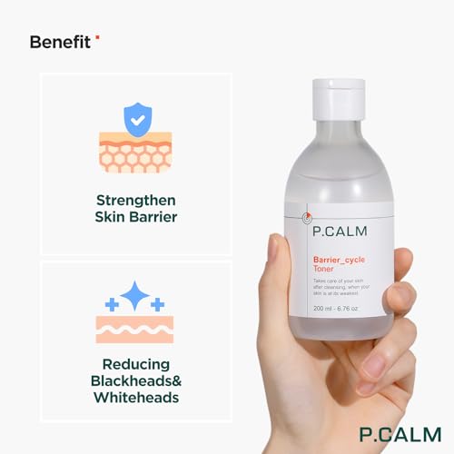 P.CALM Barrier Cycle Toner ? Azulene & Centella Asiatica for Deep Hydration & Skin Barrier Strengthening, Korean Vegan Facial Toner for Sensitive Skin (500ml / 16.9 fl.oz)