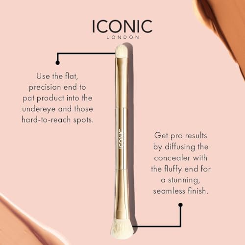 ICONIC LONDON Concealer Duo Brush | Two Sided Makeup Brush, Buff and Blend, Perfect for Liquid and Cream Products, Cruelty Free