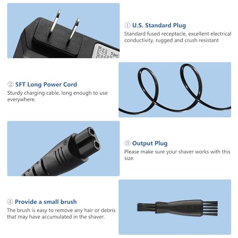 12V for Remington Shaver Charger PA-1204N, Replacement for Remington Shaver F5-5800 F5800 F7800 F5790 F4790 FR750 MS-280 MS-290 MS3-2000 Electric Razor Trimmer Charger Cord