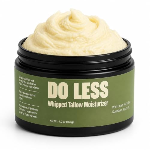 Do Less Whipped Beef Tallow Moisturizer for Face & Body - Deep Hydration with Manuka Honey & Jojoba Oil, 4oz