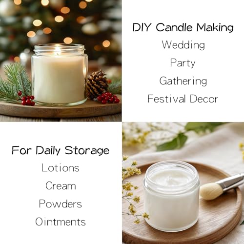 KEYWING 4 oz Clear Candle Jars with Lids, 24 PCS Glass Jars with Black Metal Lids, Round Candle Containers, Empty Jar for Candles Making, Powder, Liquid, Cream
