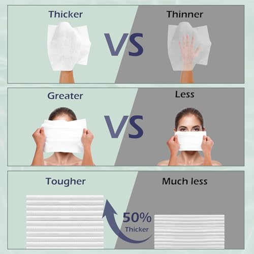 Disposable Face Towel, Clean Towel, Extra Large 12" x 10", Soft Dry Wipe Face Wash, Makeup Remover, Biodegradable Towelette for Sensitive Skin 80 Count (1 Pack)