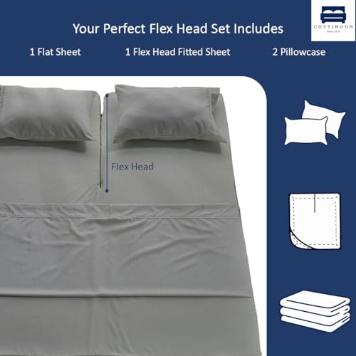 Split King Sheet Set 4 Piece Light Grey 100% Egyptian Cotton for Adjustable Beds